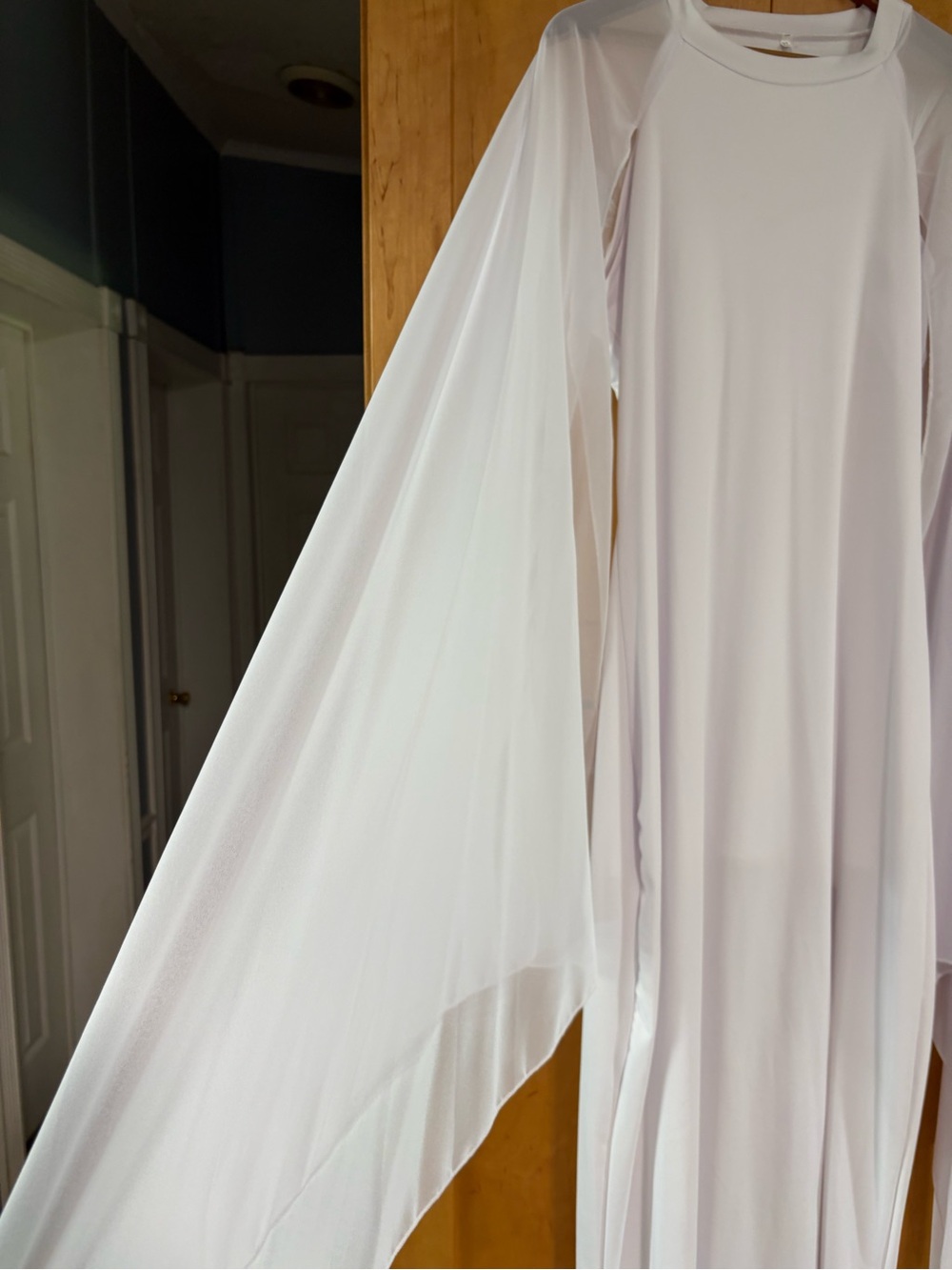 Asymmetrical White Draped Women's Dress - Picture 3 of 8